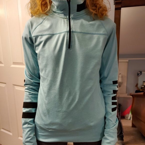 Victoria Secret PINK 1/4 zip pullover size S in pale blue - Picture 1 of 5